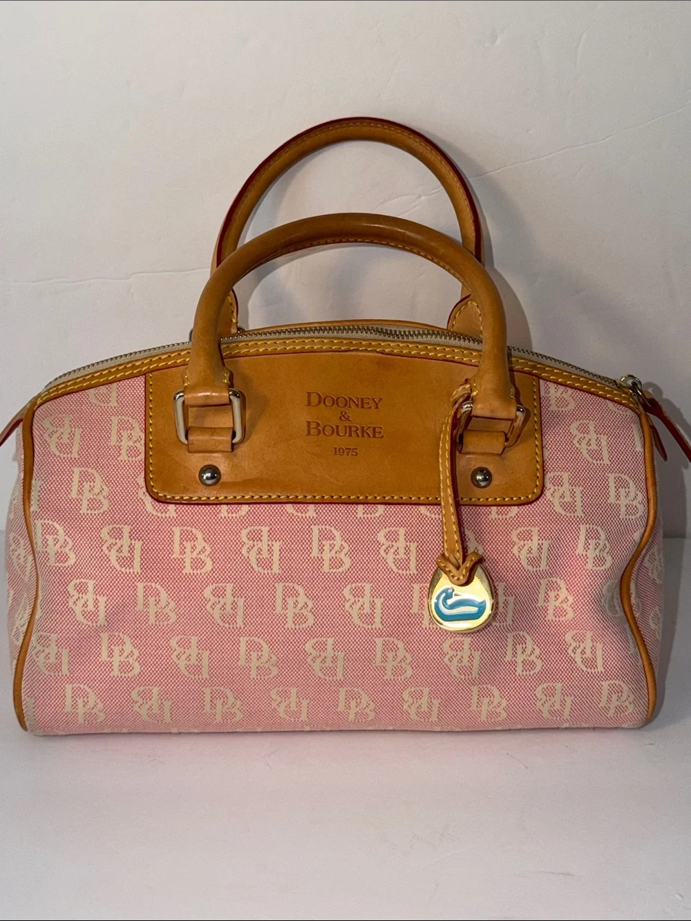 Dooney & Bourke Y2K Pink Monogram Canvas Barrel Satchel
